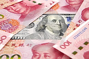 US dollar against china yuan photo