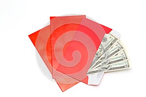 US Dollar bank notes in red develop