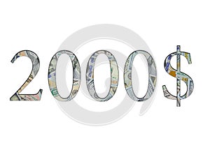 $ 2000. Us dollar banknotes.