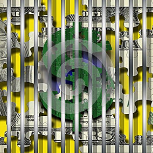 US dollar behind bars