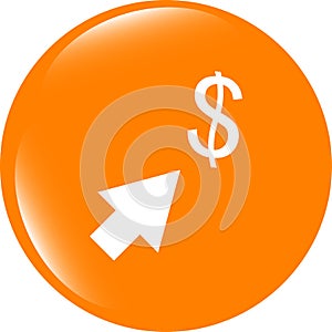 Us dollar circle glossy web icon isolated on white background