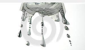 US Dollar Melting Dripping Banknote