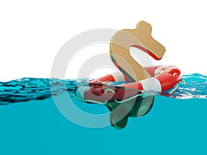 US Dollar Sign Inside of Lifebuoy Split Level 3d Illustration