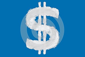 US dollar USA, USD shape element of clouds on blue