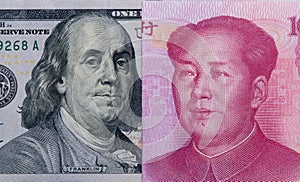 US dollars and Chinese Yuan bill