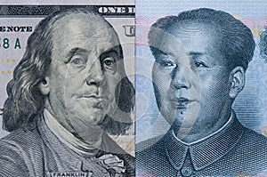 US dollars and Chinese Yuan bill