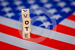 US elections 2024, Vote icon and United States flag, Election campaign and voting in America