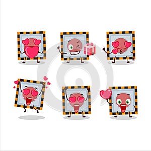 Among us emergency button cartoon character with love cute emoticon