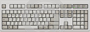 US English qwerty computer keyboard. Grey