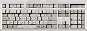 US English qwerty computer keyboard. Grey photo