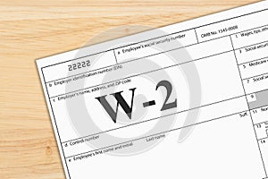 A US Federal tax W2 income tax form