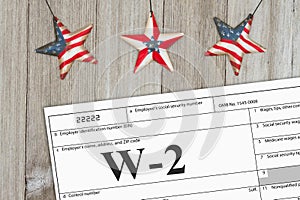 A US Federal tax W2 income tax form