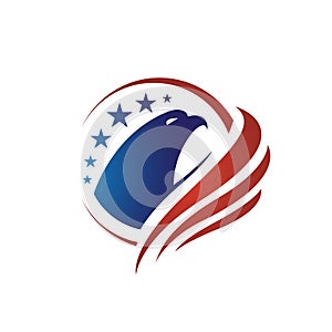 us flag american eagle head logo vector design concept illustrations