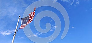 US Flag blowing in the wind