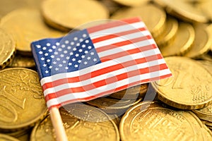 US flag on coins money, finance and accounting, banking concept