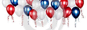 US flag colors balloons isolated on white transparent, USA national patriotic sign