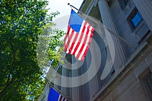 US Flag on Department of Justice