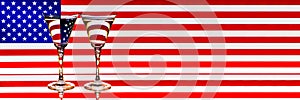 US Flag Glasses Reflection July 4th Memorial Day Banner