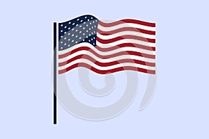 US flag on isolated background. American us flag on the flagpole.