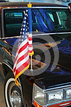 US flag on limo