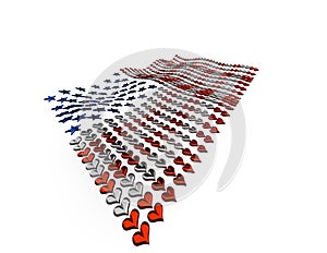 US flag made of hearts