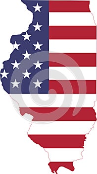 US flag map of Illinois, USA