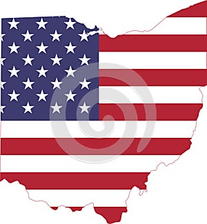 US flag map of Ohio, USA