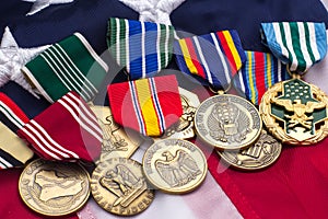 US Flag Military Medals photo