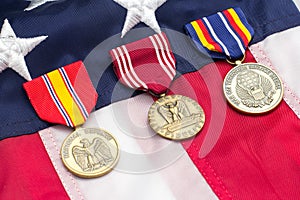 US Flag Military Medals photo