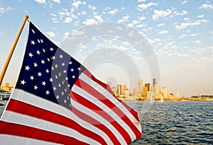 US Flag Over Seattle