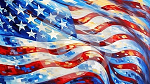 US flag painted in oil created with generative AI technology