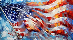 US flag painted in oil created with generative AI technology