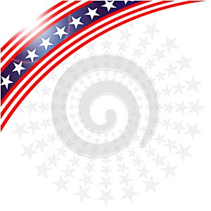 US flag symbols ribbon on starry background celebration vector design.