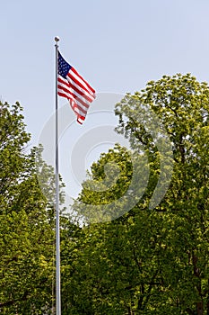 US Flag on Tall Flag Pole