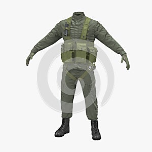 US Helicopter Pilot Uniform on white. 3D illustration