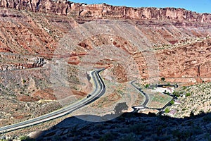 US Highway 191 through sandstone formations near Moab, Utah