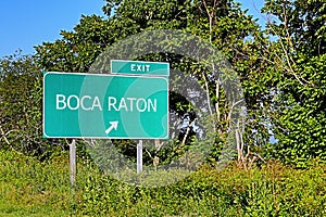 US Highway Exit Sign for Boca Raton