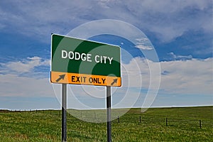 US Highway Exit Sign for Dodge City