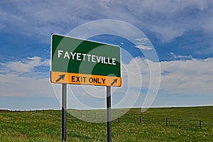 US Highway Exit Sign for Fayetteville