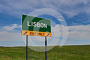 US Highway Exit Sign for Lisbon