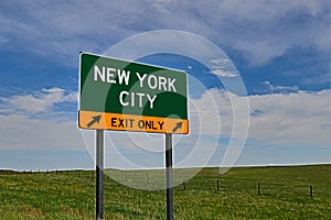 US Highway Exit Sign for New York City