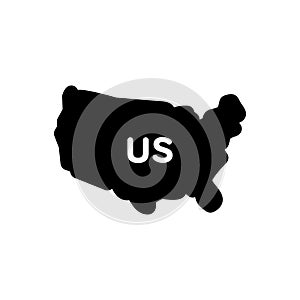 Black solid icon for Us, map and country