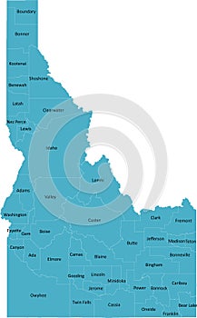 US Idaho county map