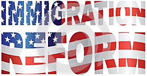 US Immigration Reform Flag Text Outline vector illustration