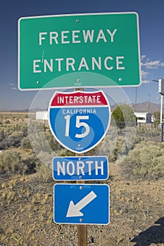 US Interstate 15 Road sign leaving Las Vegas, NV