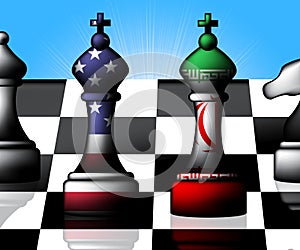 Us Iran Conflict And Sanctions Or Crisis - 3d Illustration