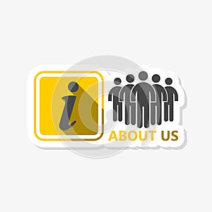 About Us Isolated sticker icon. Information sign