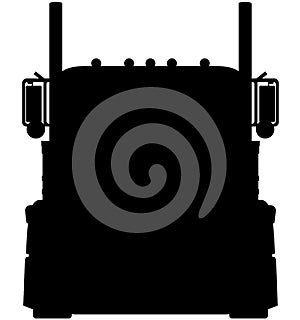 US lorry truck, LKW TIR from the front detailed vector illustration realistic silhouette