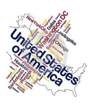 US map and cities