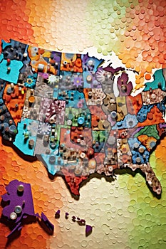 us map with colorful state abbreviations photo
